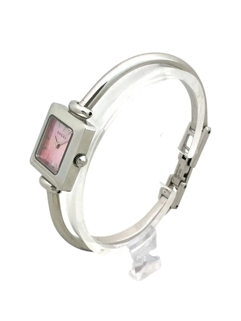 Gucci Bangle Watch SS Quartz Pink Shell Dial